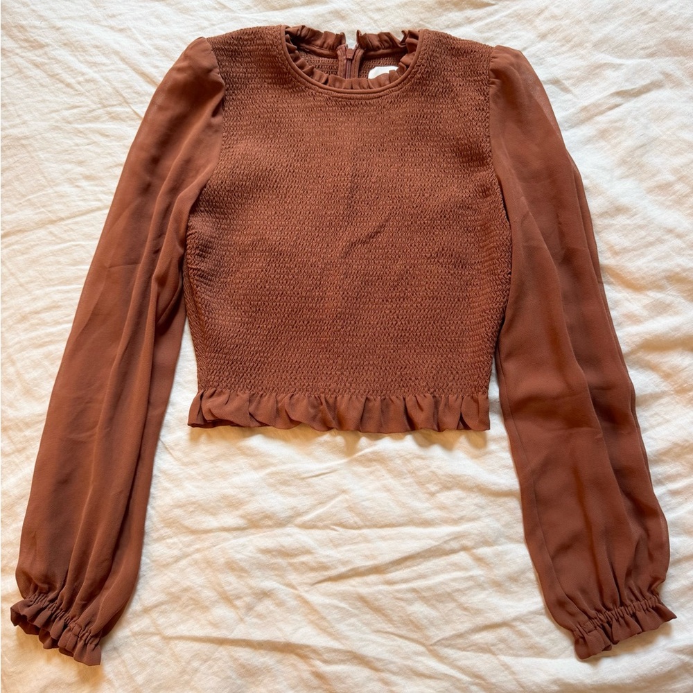 aritzia wilfred tempest blouse - rusty anise brown